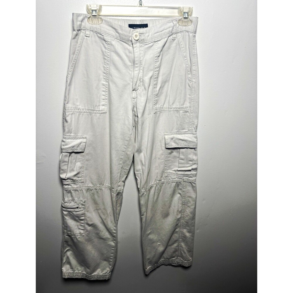 Aéropostale Women’s Utility Cargo Pants Off White S Regular Cotton Flat Front